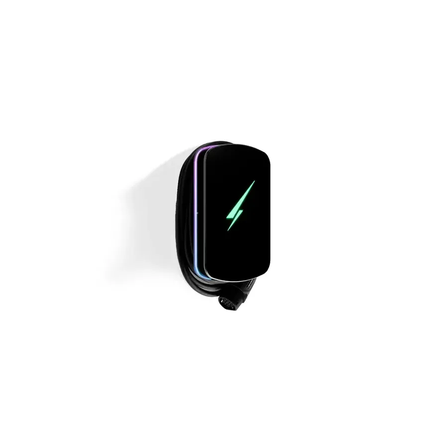 Hypervolt Home 3 Pro EV charger, a compact black wall unit with an illuminated edge