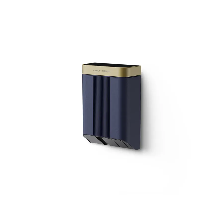 Simpson & Partners Home 7 EV charger in blue with a bronze trim