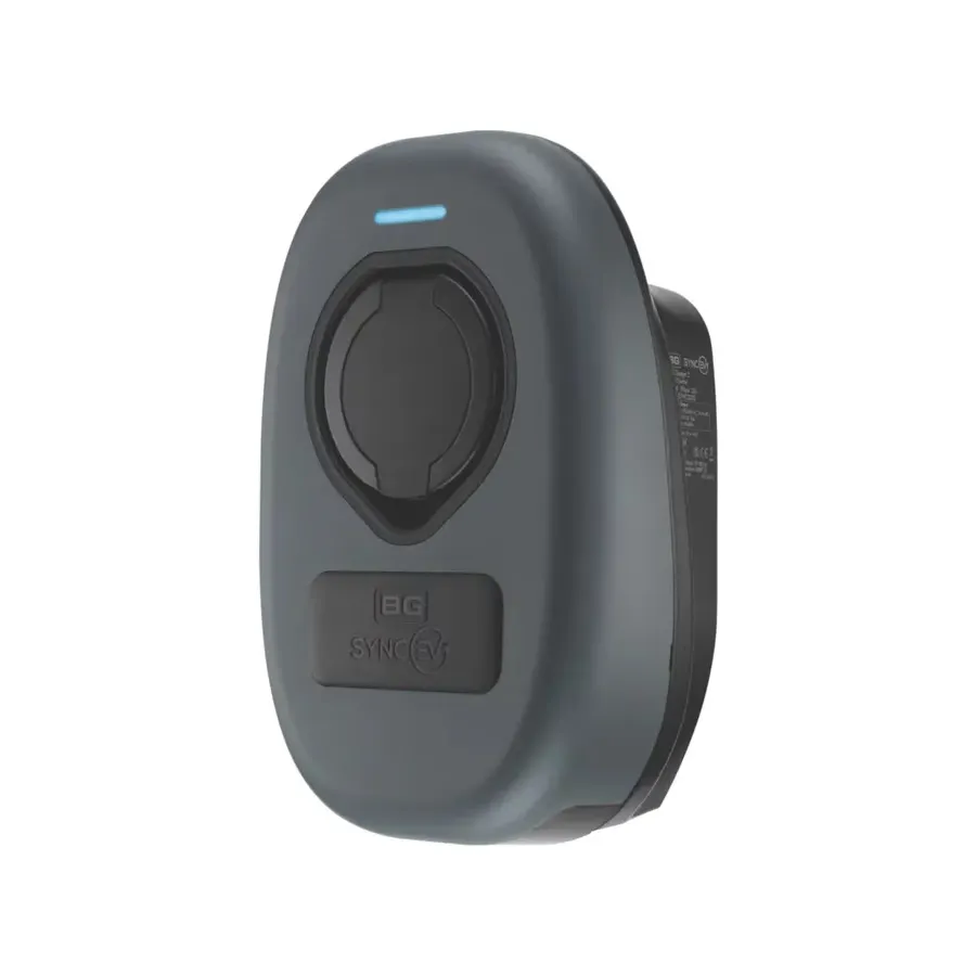 Sync EV Wall Charger 2, a grey wall-mounted unit with a tethered socket