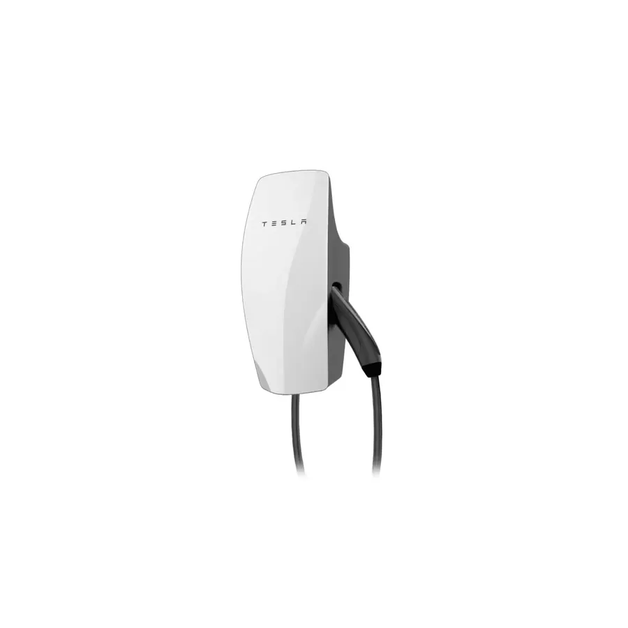 Tesla Wall Connector Gen 3 in white with a tethered cable